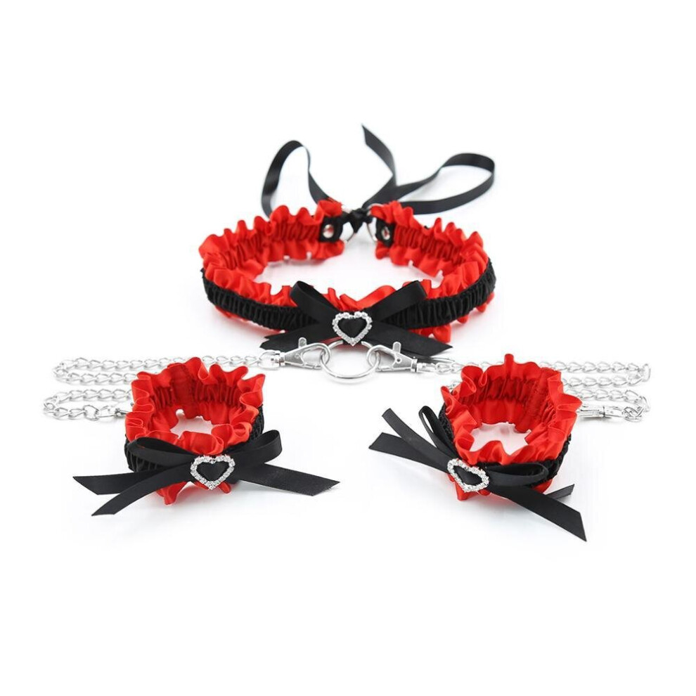 The Room Of Doom Black/Red Garter Style Collar And Cuffs