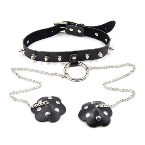 Spiked Collar with Nipple Covers