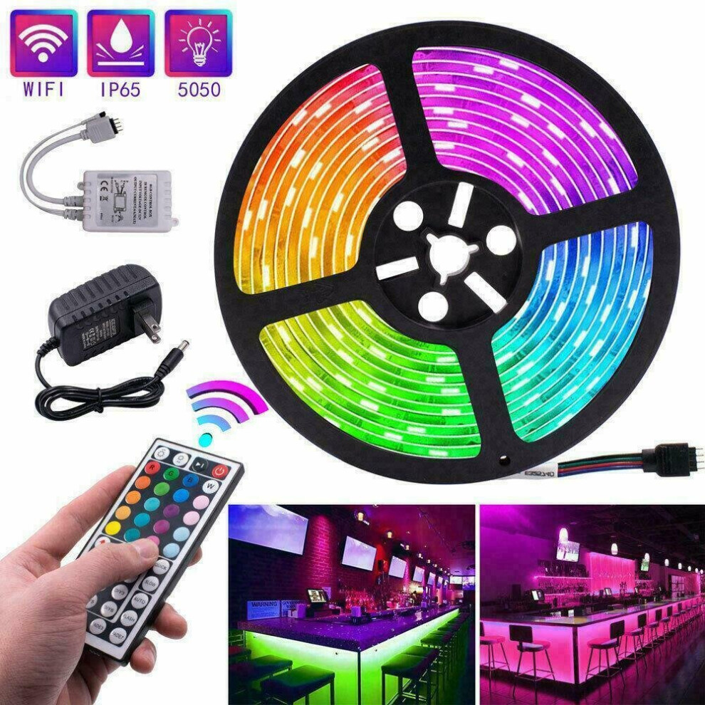 5M RGB LED Strip Light 5050 SMD 300 LEDs Waterproof Full Kit With Remote Controller