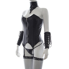Erotic PVC Body Suit with Collar and Cuffs