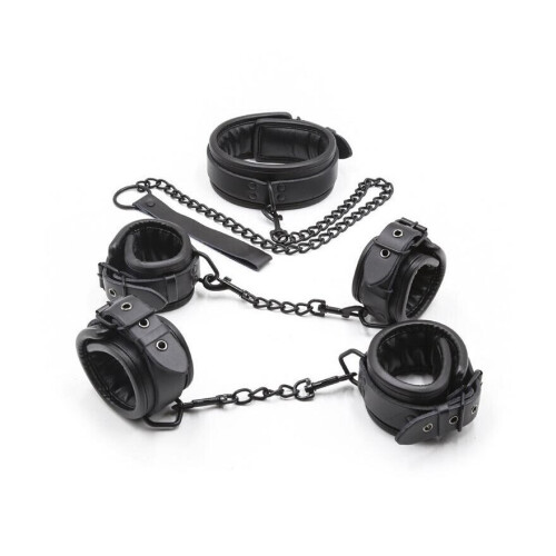 BDSM Handcuffs, Ankle Cuffs, Collar and Lead
