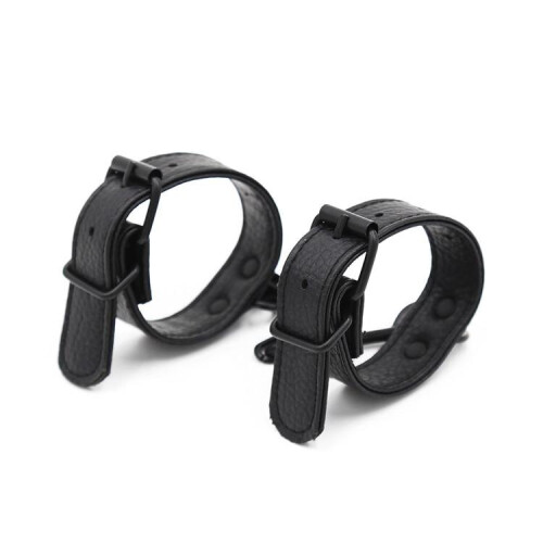 Black Faux Leather Handcuffs