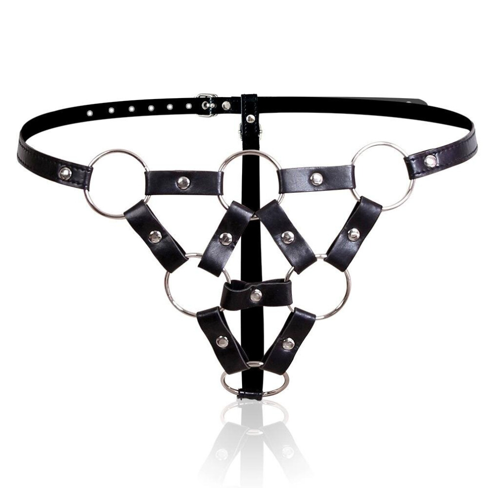 The Room Of Doom Sexy 'Thong Style' Leather And Ring Panties