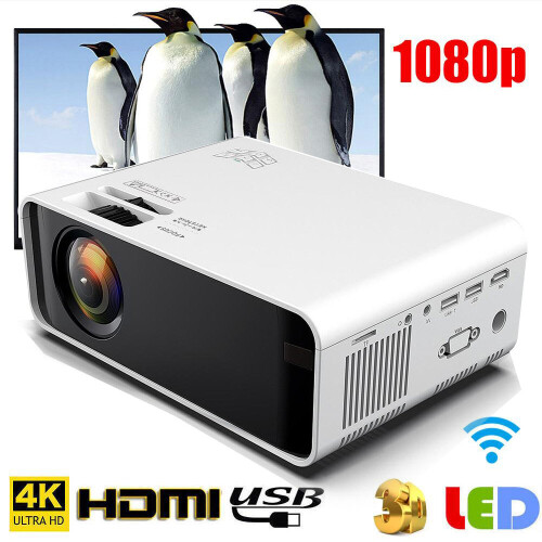 (White, Basic Version) HD 1080P Projector Smart Home LED Projector WiFi 2