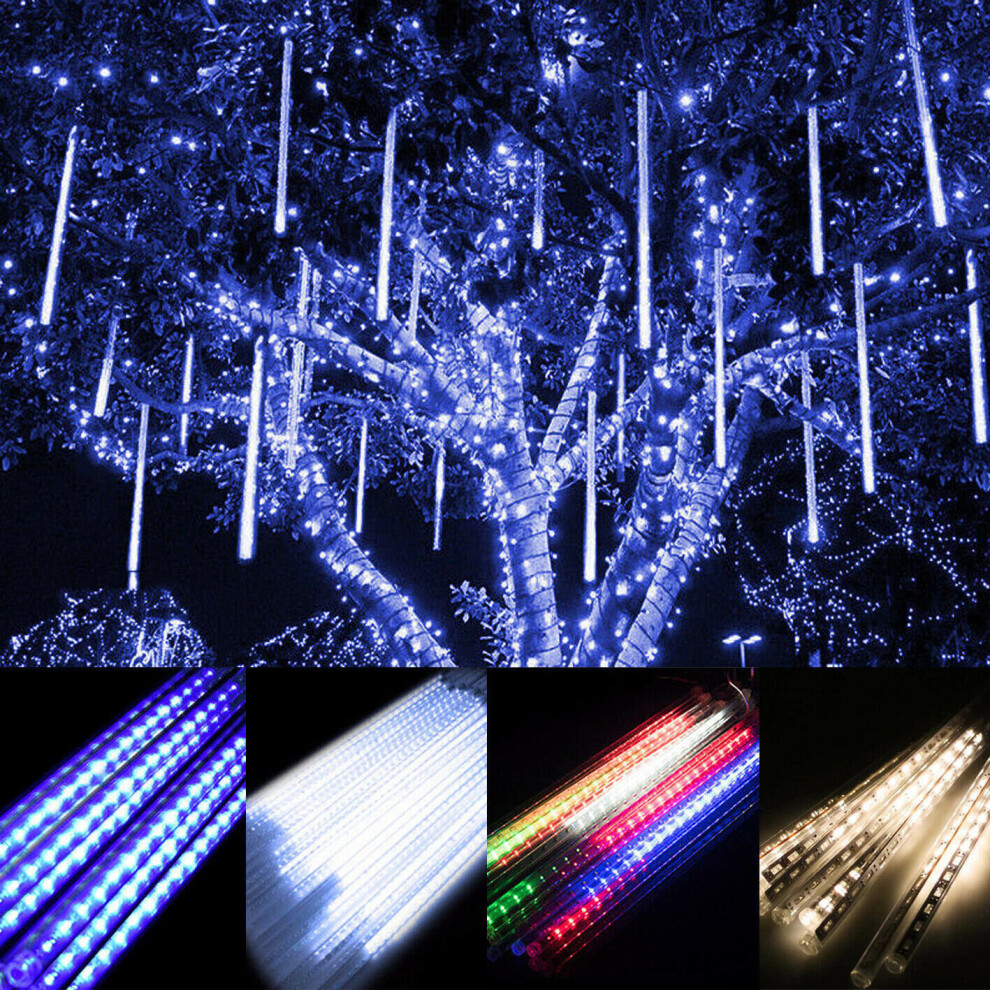 (Cool White) 30cm LED Lamps Meteor Shower Rain 8 Tube Xmas Snowfall Tree Outdoor Light