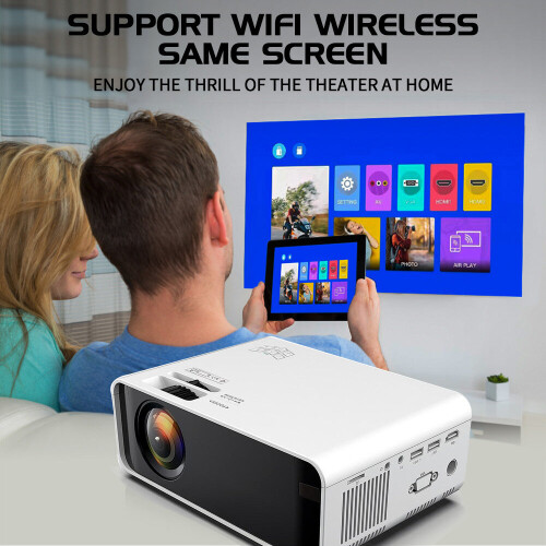 (White, Basic Version) HD 1080P Projector Smart Home LED Projector WiFi 1
