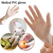 (M, 100 PCS) Disposable PVC Gloves Powder Latex Free Work Food Strong Gloves