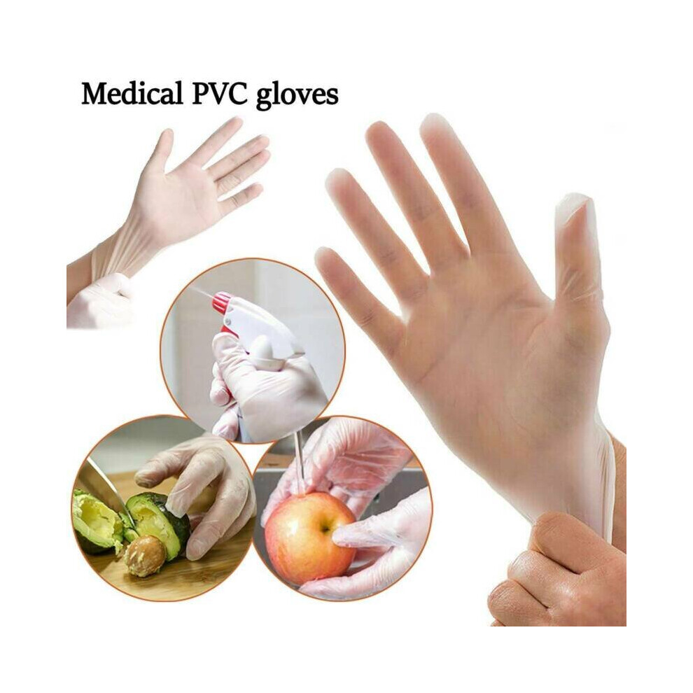 (S, 100 Pcs) Disposable Pvc Gloves Powder Latex Free Work Food Strong Gloves 795340885201