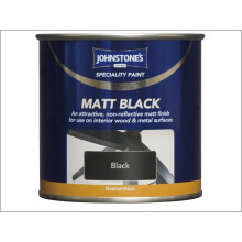 Johnstones Matt Black Paint 750ml - Non-Reflective Interior Wood & Metal Finish (307959), 12m2 Coverage, 2-3h Drying