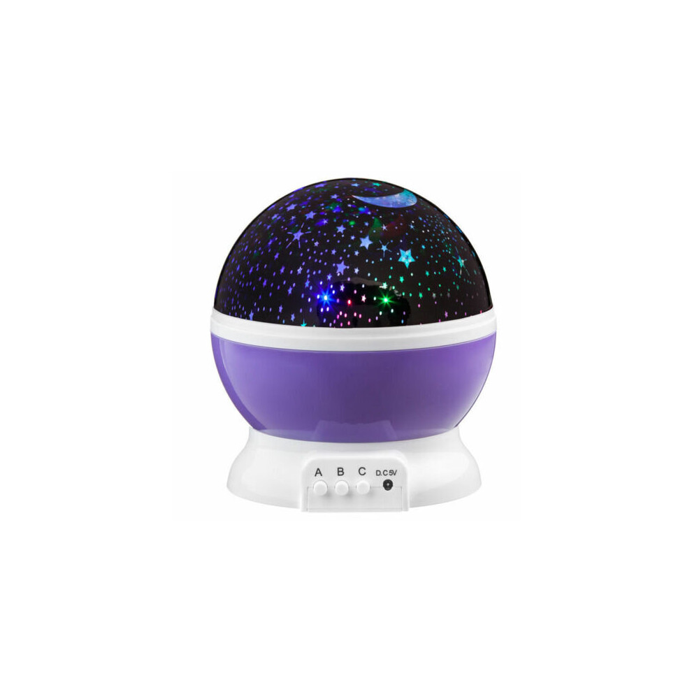 () Rotating Led Projector Star Moon Sky Baby Kids Night Master Lamp Gift Home Purple/Light