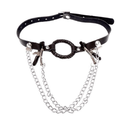 Open Mouth Gag with Nipple Clamps