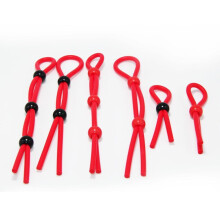 Noose Style Cock Ring - 2 Bead, Red