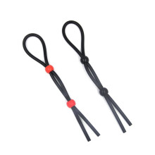 Noose Style Cock Ring - 3 Bead, Black