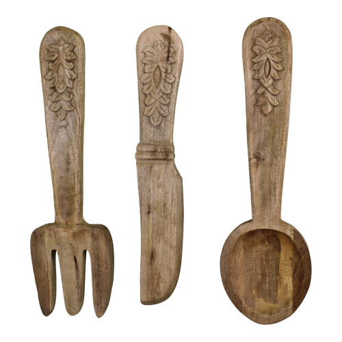 Large Wooden Wall Hanging Cutlery Set of 3 on OnBuy
