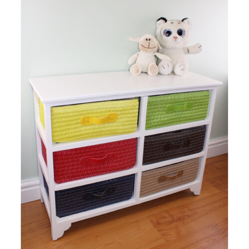 Multi Coloured 6 Drawer Storage Unit with Baskets on OnBuy
