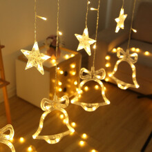 (Jingle Bell) LED Twinkle Star Reindeer Jingle Bell Curtain Window Fairy Lights Christmas Party Wedding Plug in