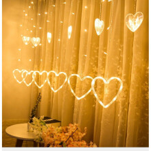 (Heart) LED Twinkle Star Reindeer Jingle Bell Curtain Window Fairy Lights Christmas Party Wedding Plug in
