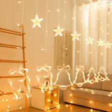 (Christmas) LED Twinkle Star Reindeer Jingle Bell Curtain Window Fairy Lights Christmas Party Wedding Plug in