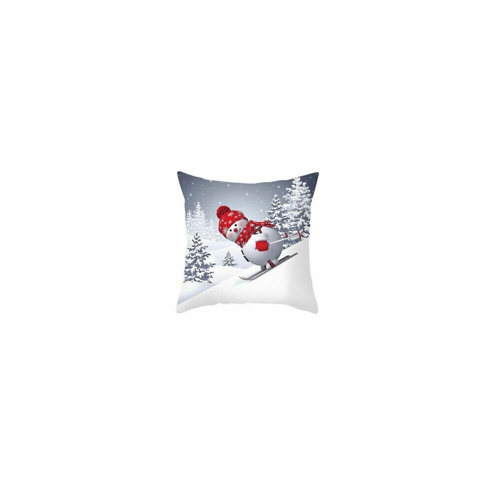 (Ski) 18" Christmas Cushion Cover Pillow Case Sofa Throw