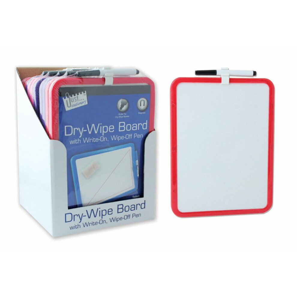 Just Stationery A4 Magnetic Dry Wipe Board - Assorted Colours Ideal for office.