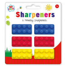 6 X Brick Pencil Sharpener - Novelty School Fun Stationery Party Bag Filler