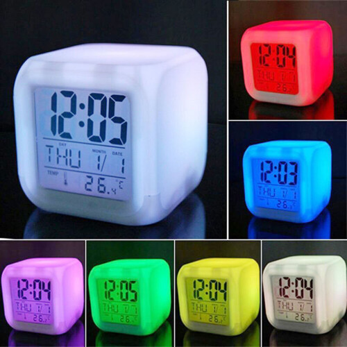 Ranpo LED Glowing Alarm Clock Multi-Function 7 Color Change Digital Clock