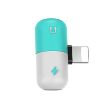 2 In1 Mini Pille Beleuchtung Audio Musik Kabel Adapter Ladegerät Für Iphone X/Xs/ 8/7 Plus Weiß Blau