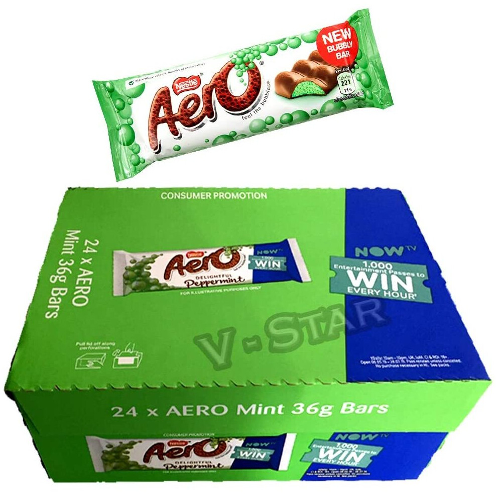 Full Box of Nestle AERO Peppermint Chocolate BAR 24 x 36g