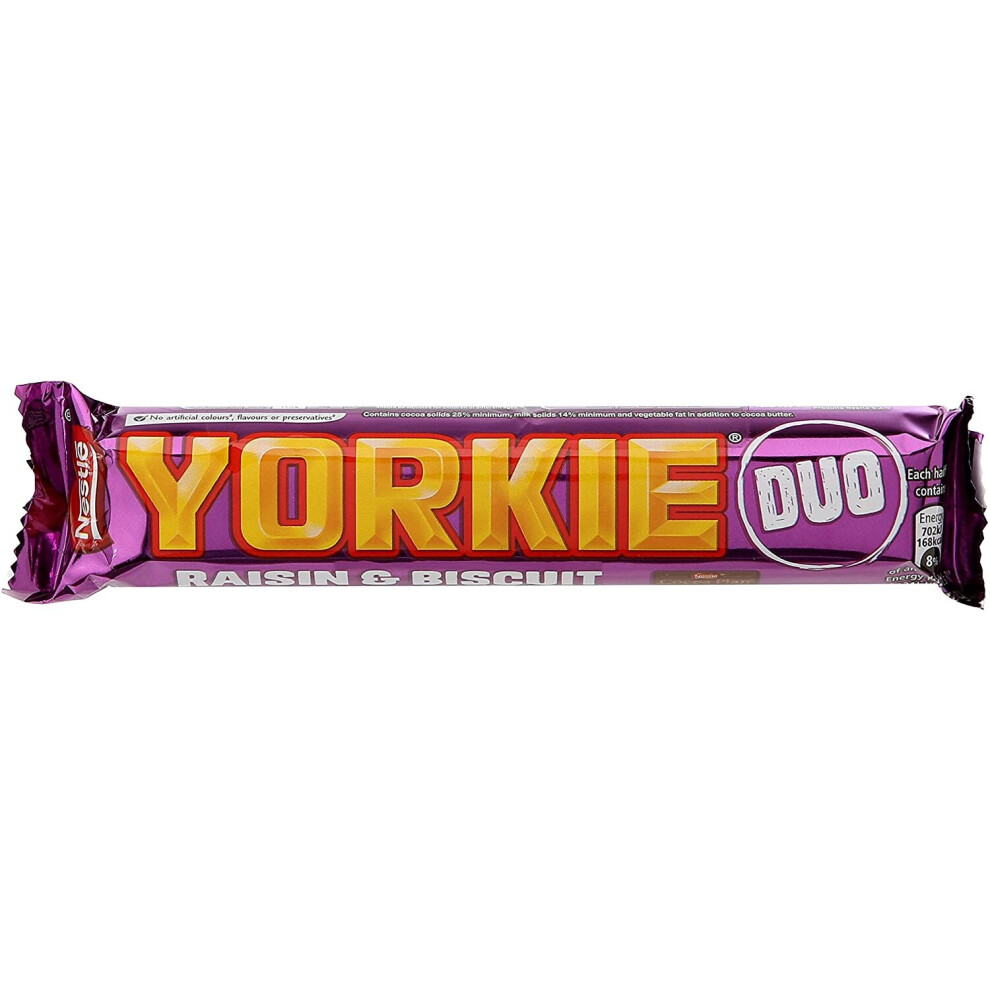 Yorkie Raisin and Biscuit Chocolate Duo Bar, 66 g, Pack of 24