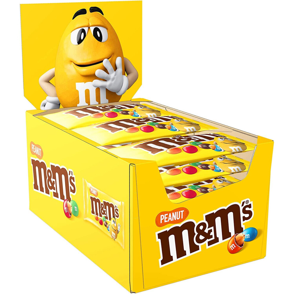 M&M's Chocolate Pouch, Bulk Peanut M&M's, 24 Packs of 45g