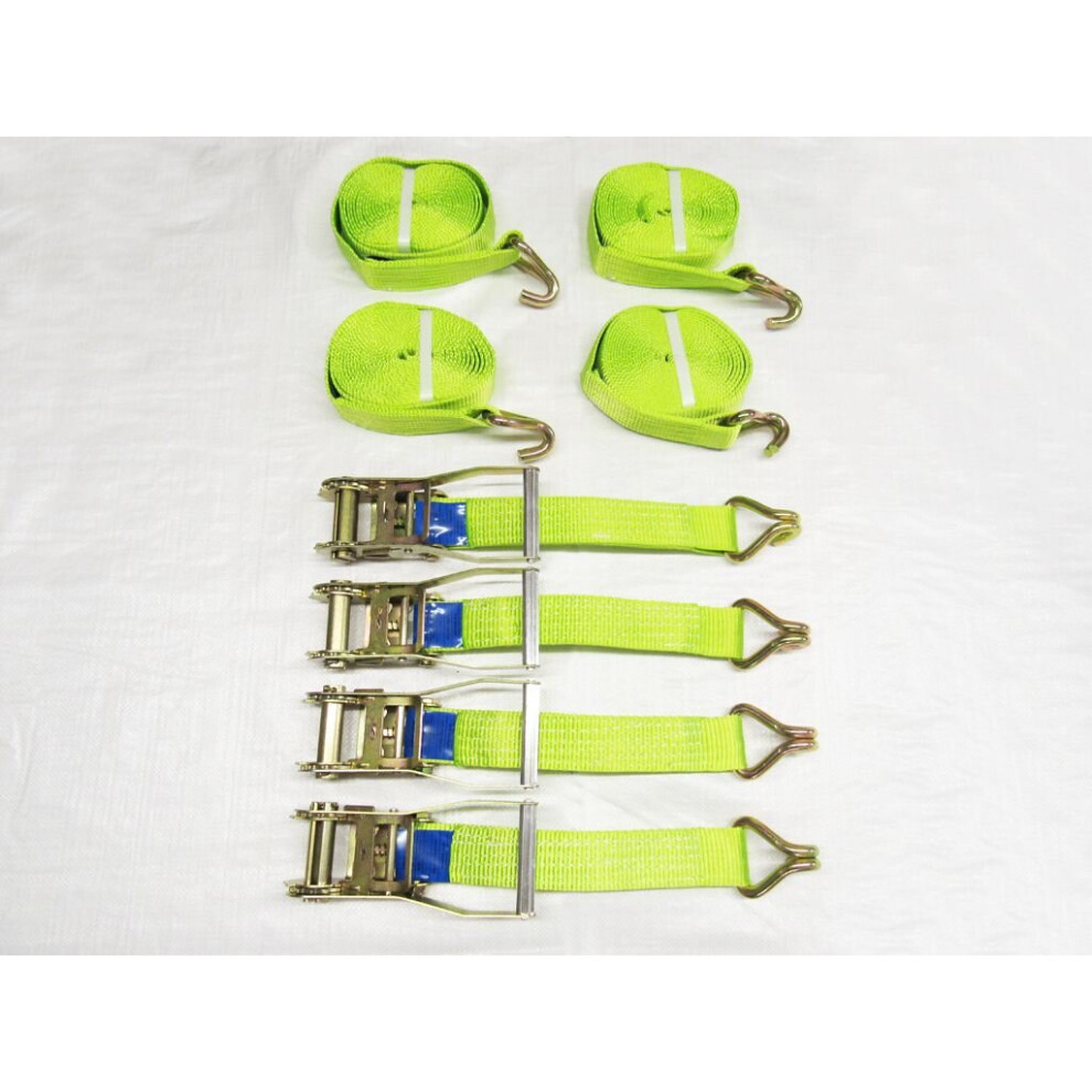 Ratchet Straps 50Mm 12M 5T X4 (Tie Down Heavy Duty Cargo Hi Vis Trailer Lashing Recovery Claw J Hook) 600988492837