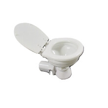 Electric Marine Toilet 12V - Self-Priming Dual-Pump Flush, Ceramic Bowl, Macerator & Scavenger Pump, Above/Below Waterline, SFBPMTE1