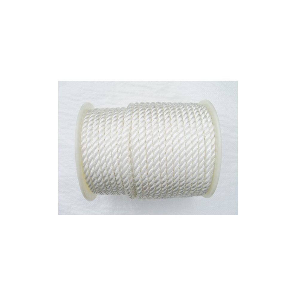 8Mm X 73 Metre Reel, White, 3 Strand Nylon Rope - Boat Marine Yacht Anchor 600988520660