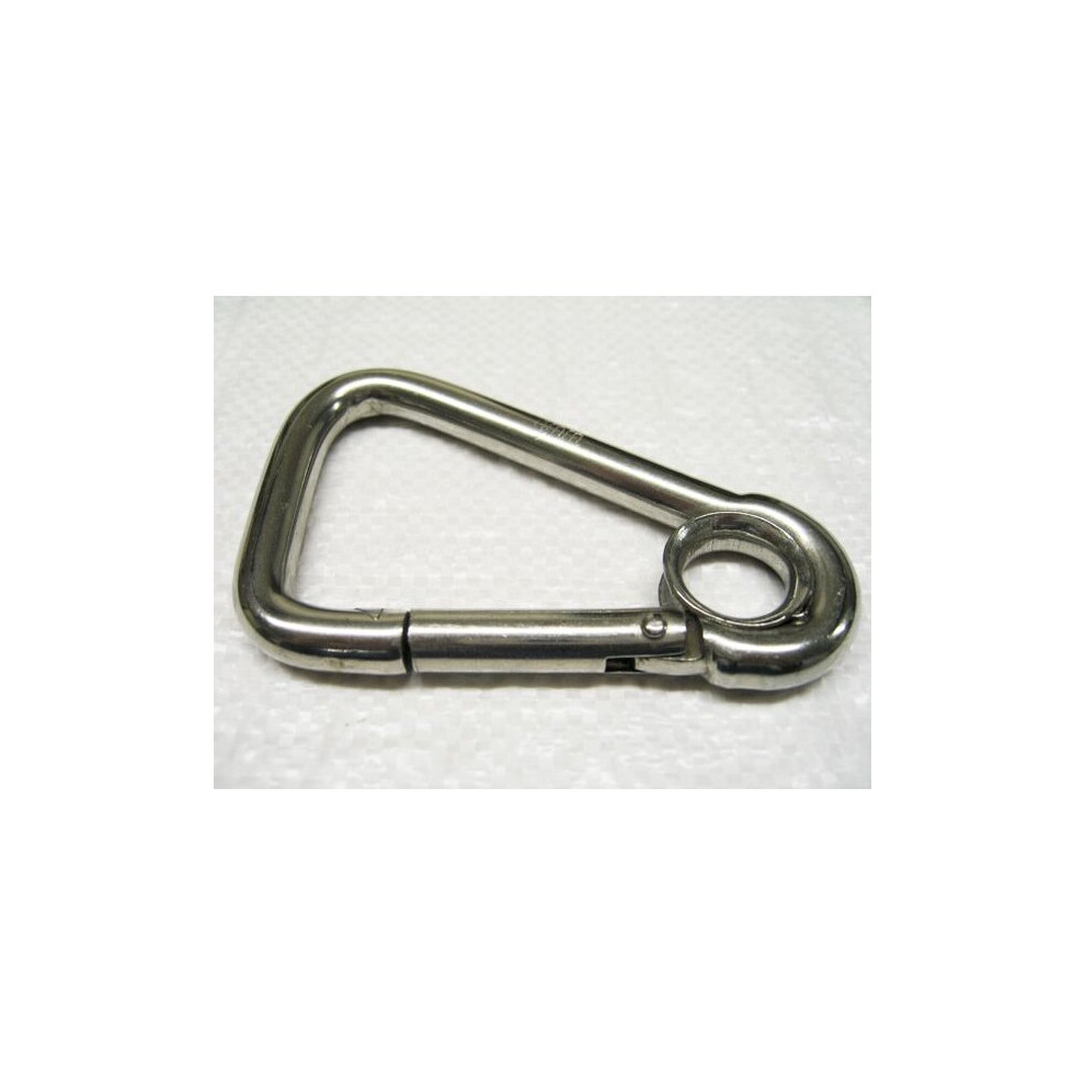 Stainless Steel Asymmetric Carbine Hook With Eyelet 11Mm X 110Mm (Wire Rope Karabiner Snap) 707152583312