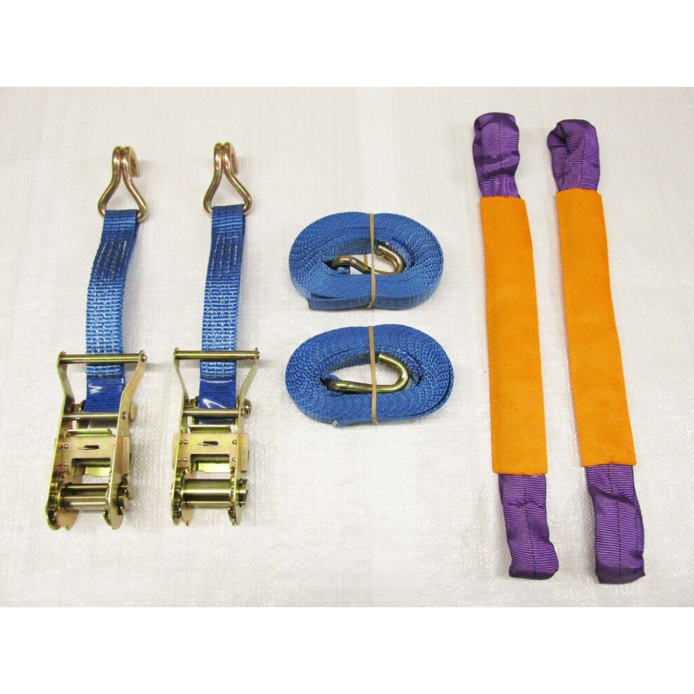 Recovery Ratchet Sets 35Mm 4M 3T X2 (Round Slings Tie Down Straps) 707152577885