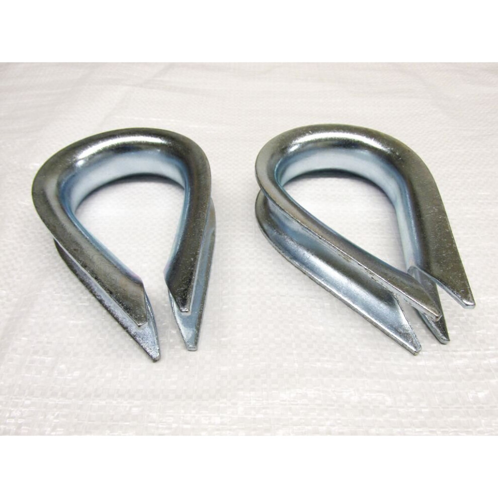 32Mm Wire Rope Thimbles X2 - Galvanised Steel Commercial Loop 600988490321