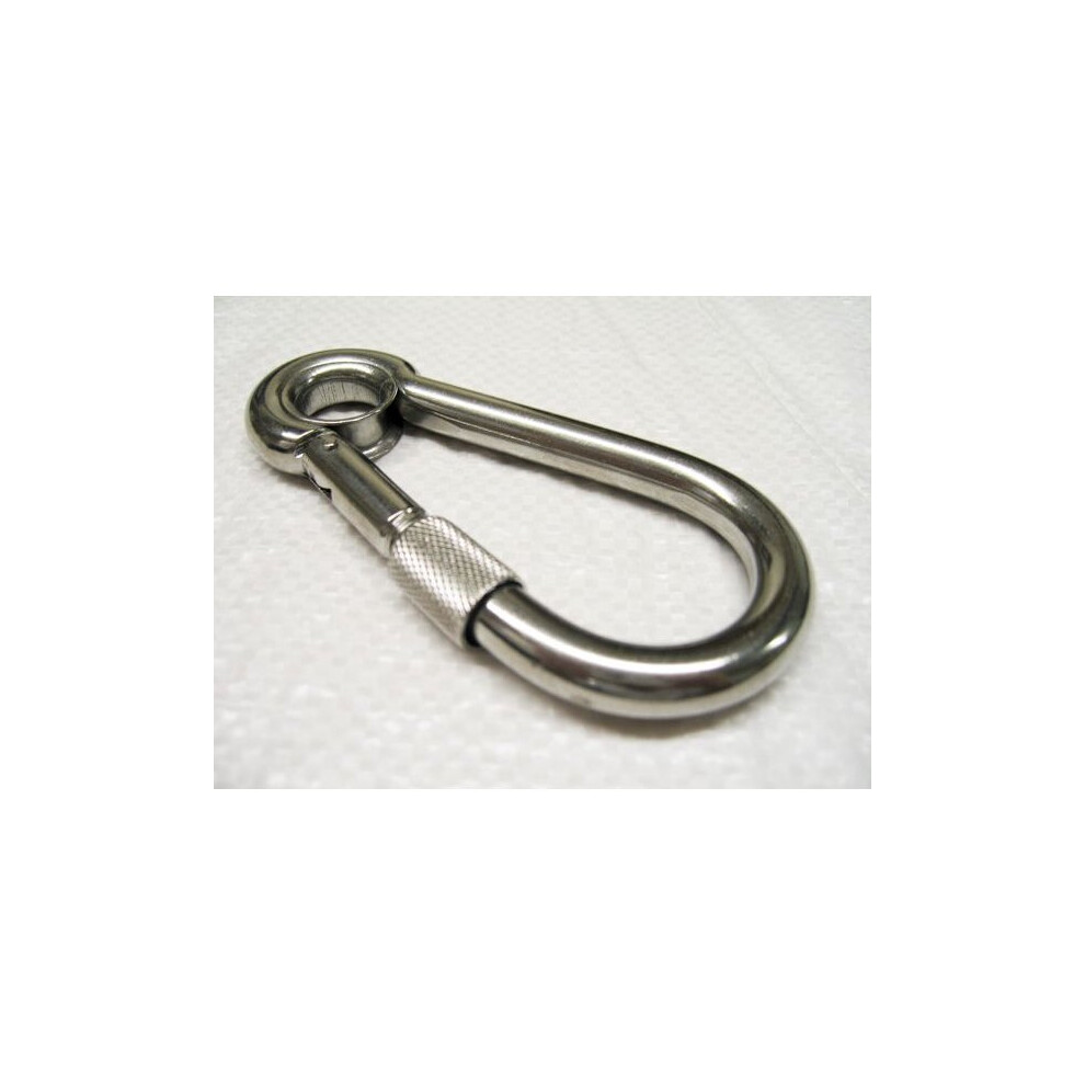 Stainless Steel Carbine Hook With Eyelet & Screw Nut 8Mm (Wire Rope Locking Bar) 707152584197