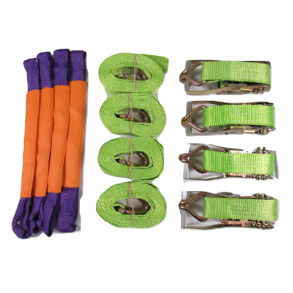 Recovery Ratchet Sets 50Mm 4M 5T X4 (Round Slings Hi Vis Tie Down) 600988510241