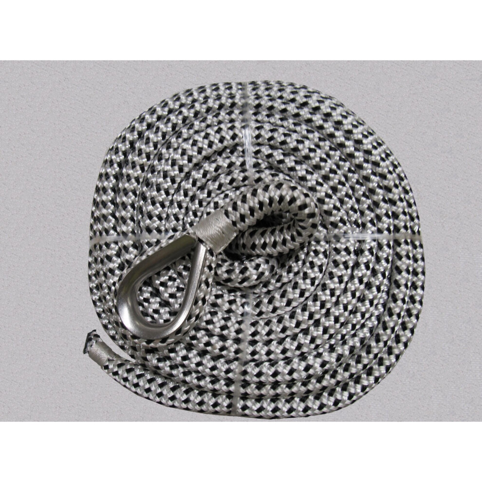 Boat Anchor Line Rope (12Mm 35M Double Braided Spliced Bungee With Thimble) 600988507906
