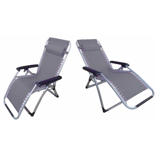 Zero Gravity Reclining Garden Chairs x2 (Folding Sun Lounger Patio)