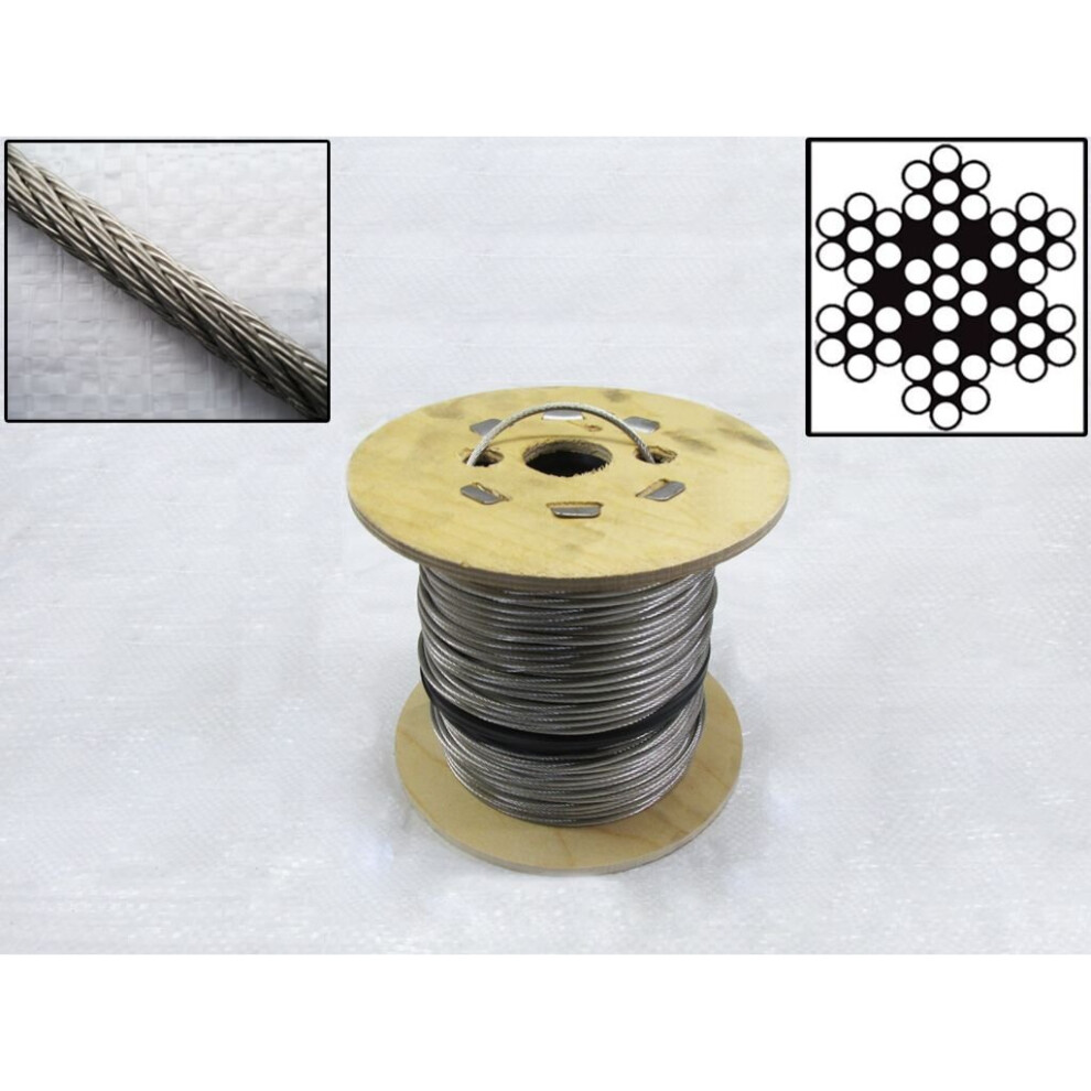 Stainless Steel Wire Rope Cable 8MM 7x7 (100M Reel 7 x 7 Rigging Marine)