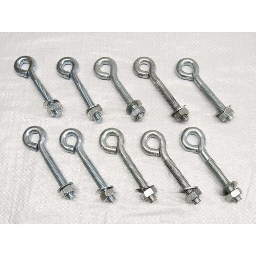 X10 M10 X 100Mm Zinc Plated Folded Straining Eyebolts Nut & Washer 600988518933