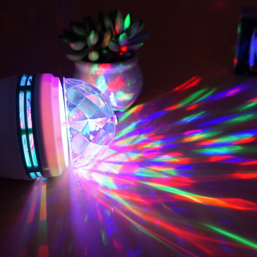 Disco Changing Bulb Lamp 3W E27 RGB Crystal Ball Auto Rotating LED Stage Light 2