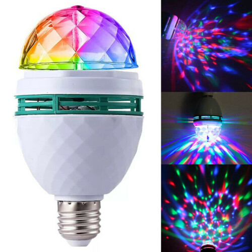 Disco Changing Bulb Lamp 3W E27 RGB Crystal Ball Auto Rotating LED Stage Light