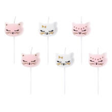 Set of 6 Cute Kitten Shaped Birthday Candles - Cats Collection Birthday Cake Decoration