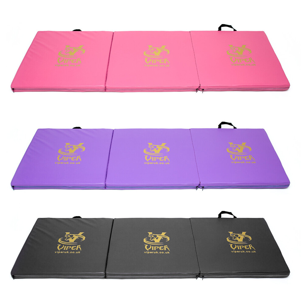 (PURPLE) Viper Tri Folding Mats Yoga Gymnastic Mat Foldable Gym Exercise Camping Crash Floor