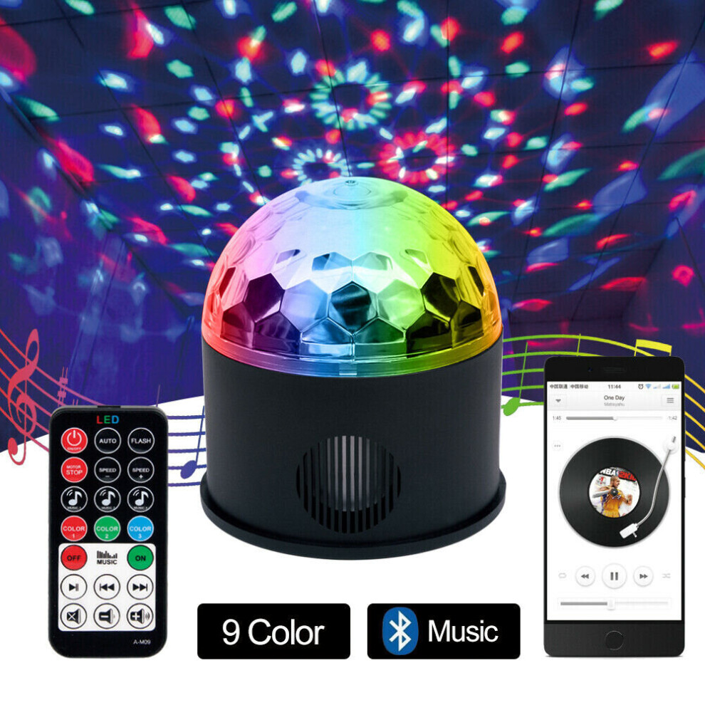 LED RGB Music Player Disco Ball Light Club Stage Light Voice Remote Control +USB