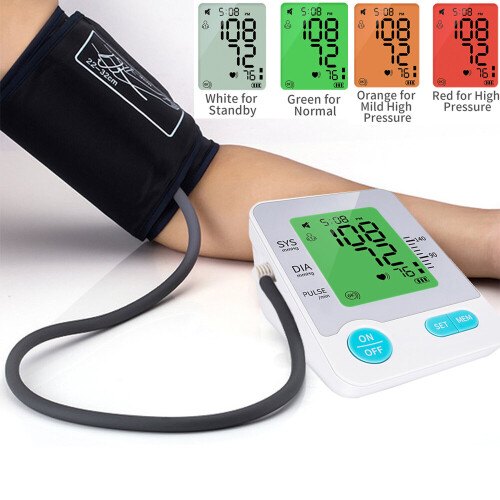4 Colour Digital Vioce Blood Pressure Monitor Upper Arm Tonometer