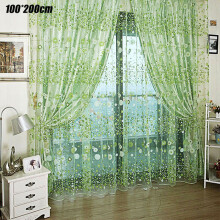 (Green, 100*200cm) Pair of Sheer Voile Curtains 2 Panels Rod Pocket Slot Top Nets Window Decor