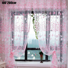 (Pink, 100*270cm) Pair of Sheer Voile Curtains 2 Panels Rod Pocket Slot Top Nets Window Decor